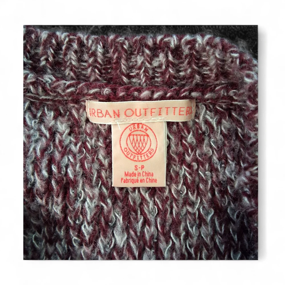 Urban Outfitters Oversized Maroon and Gray Knit Sweater Womens Size Small